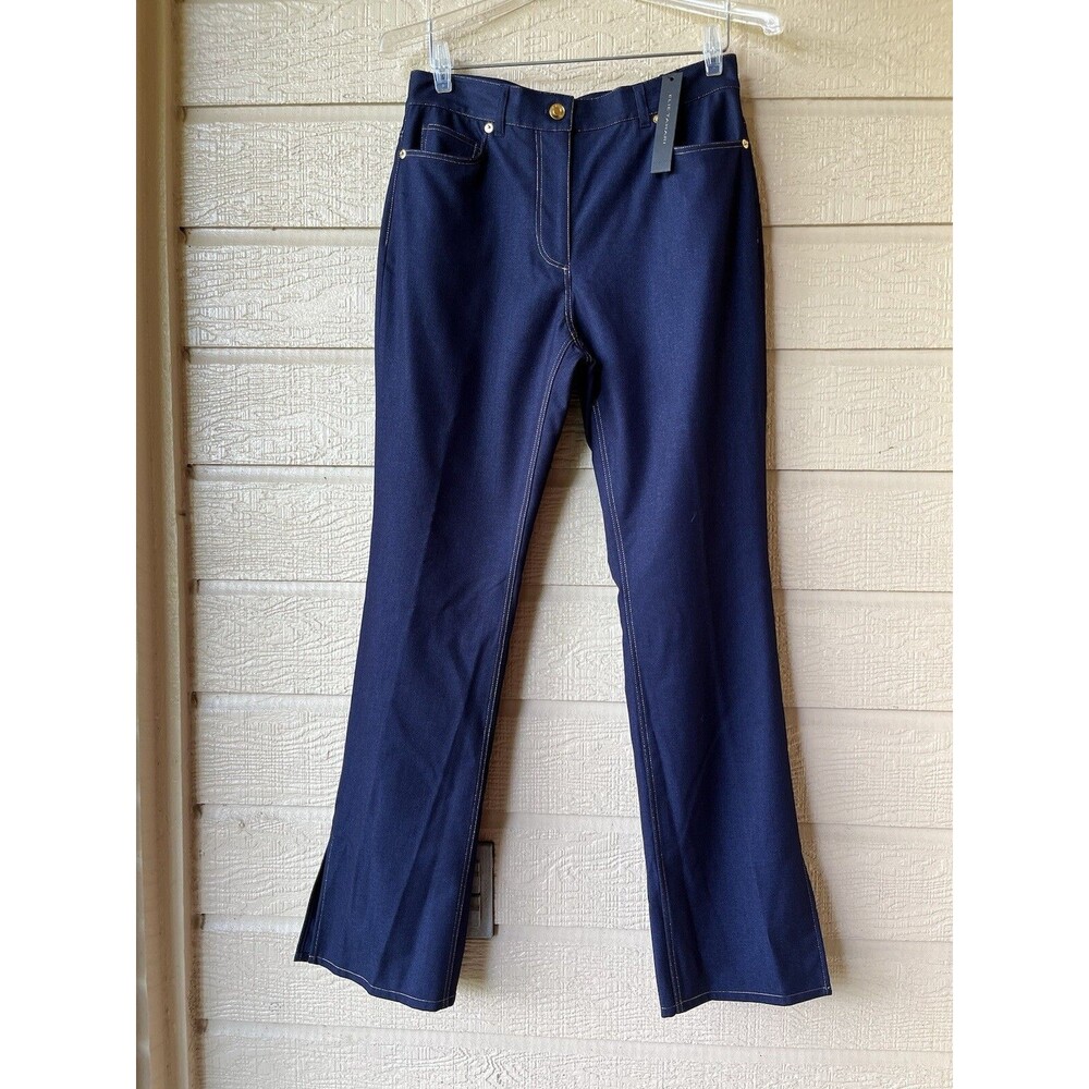 Elie Tahari womens The Gavi Slit Knit Jeans size 2 Midnight Blue 31" inseam $295 - Picture 11 of 16